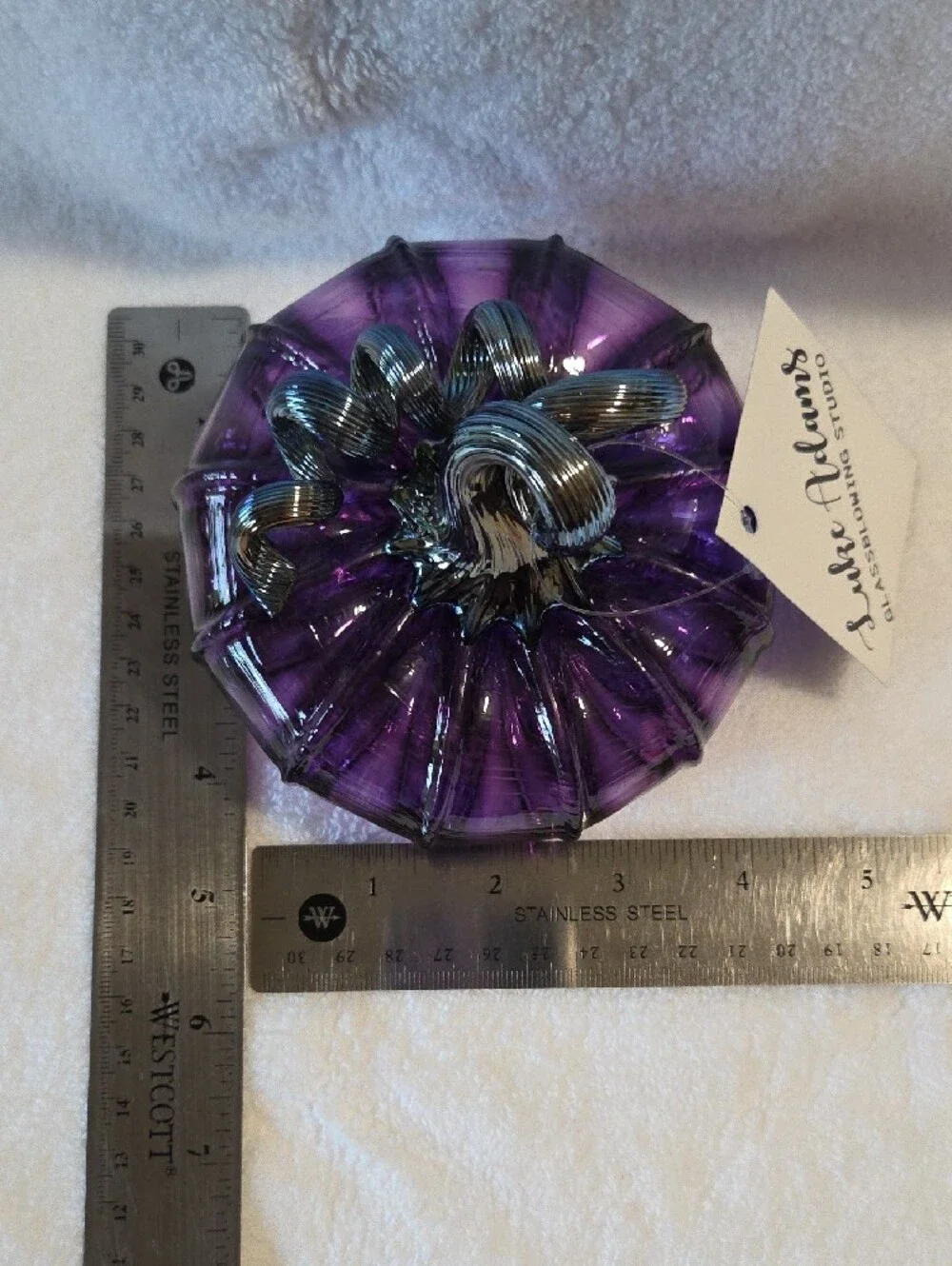 Handblown Purple Glass Pumpkin by